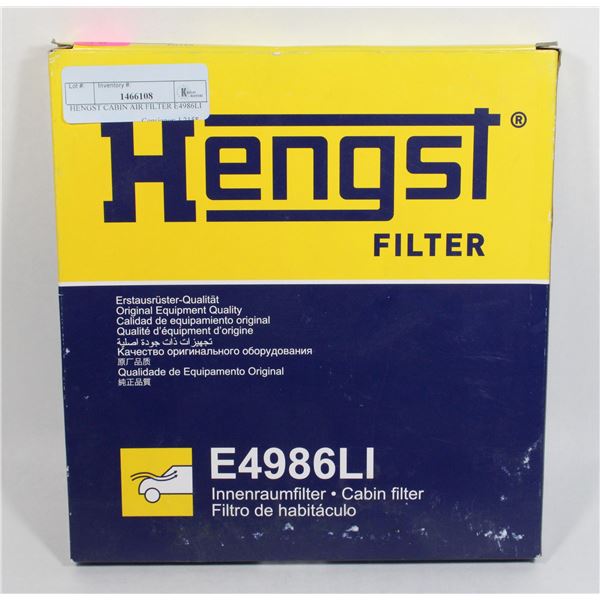 HENGST CABIN AIR FILTER E4986LI