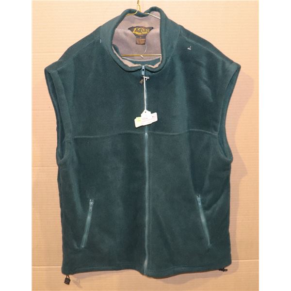 NEW ADJAC HEAVY POLY FLEECE VEST, LARGE