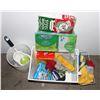 Image 1 : BOX OF ASSORTED CLEANING SUPPLIES, SOME NEW,