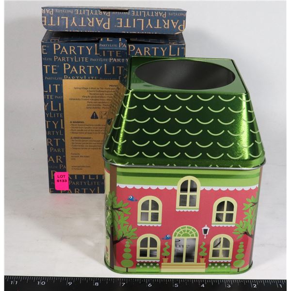 PARTYLITE SPRING VILLAGE 3 WICK JAR TIN