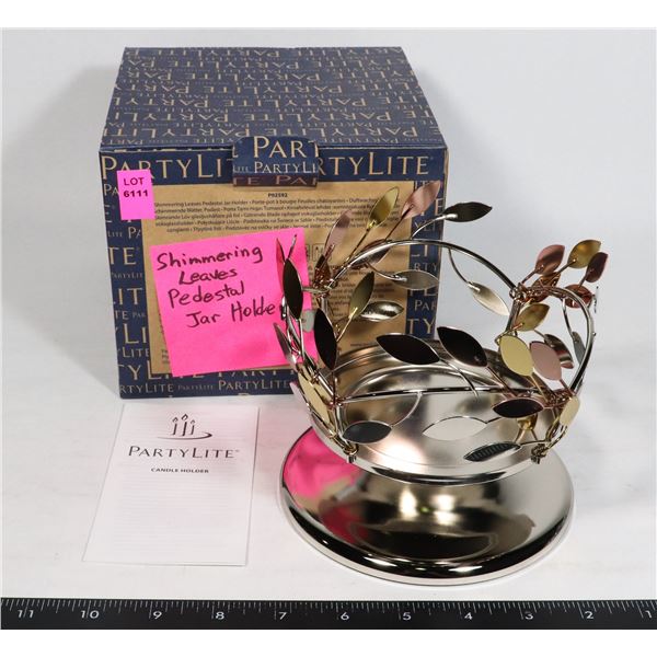 PARTYLITE SHIMMERING LEAVES PEDESTAL JAR HOLDER