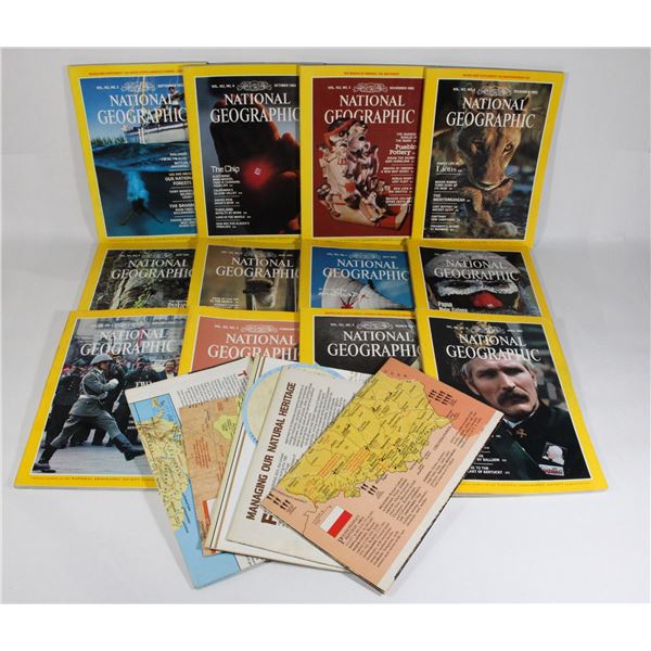 NATIONAL GEOGRAPHIC 1982 FULL DECADE INC. MAPS