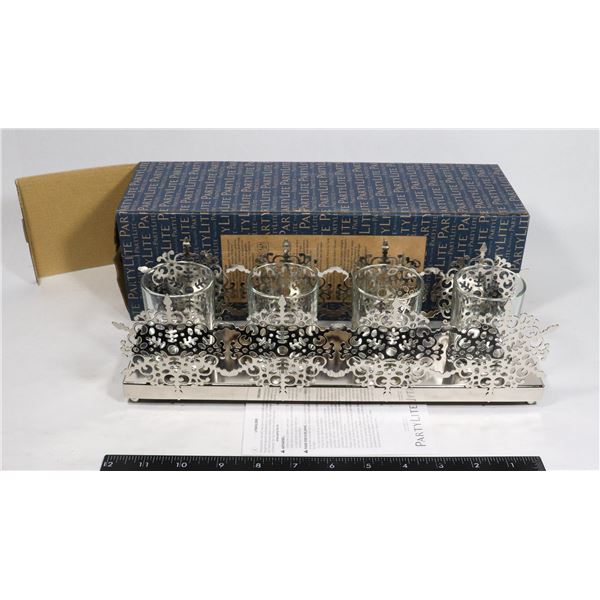 PARTYLITE SILVERY SNOWFLAKE CANDLE HOLDER