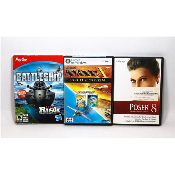 LOT OF 3 PC GAMES INCL. BATTLESHIP BOARD GAME