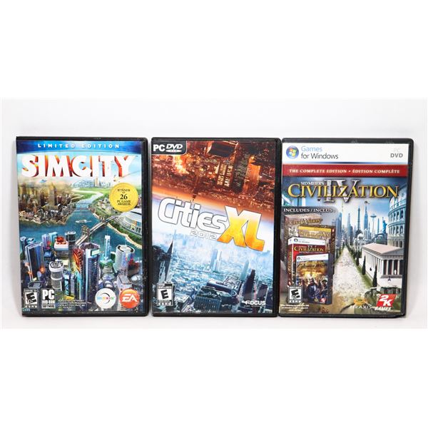 LOT OF 3 PC GAMES INCL. SIM CITY