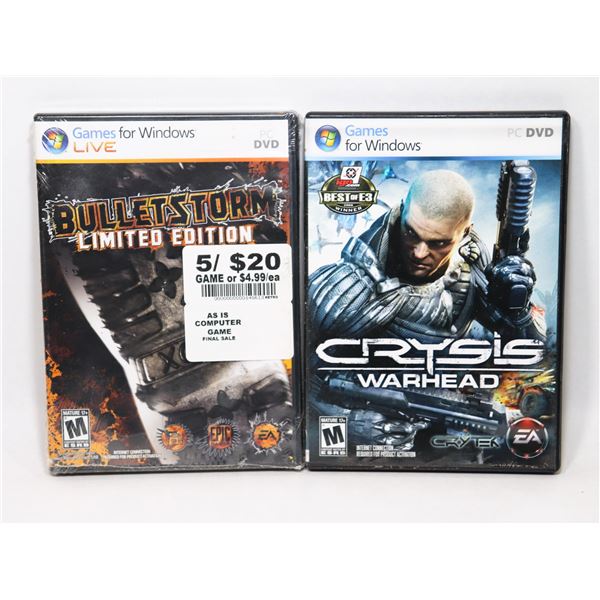LOT OF 2 PC GAMES INCL.BULLETSTORM