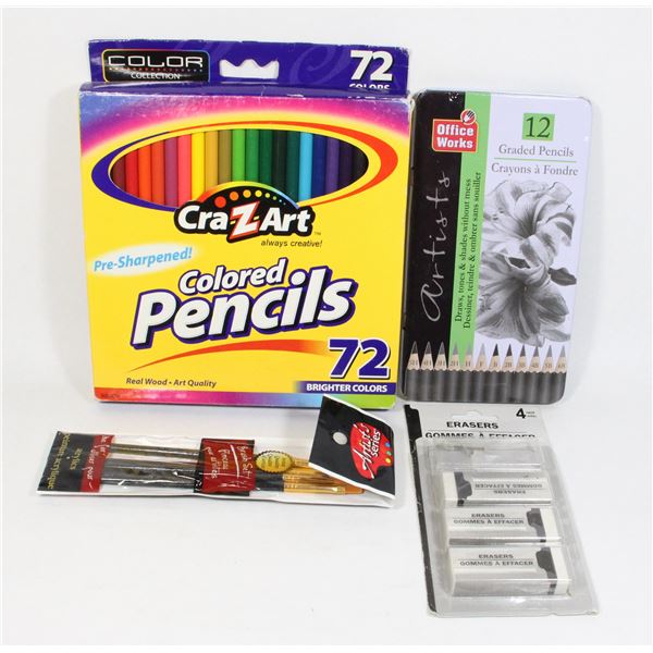LOT OF PENCILS CRAYONS AND MORE!