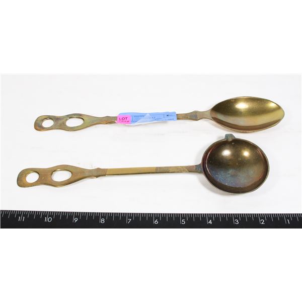 2 BRASS SERVING SPOONS