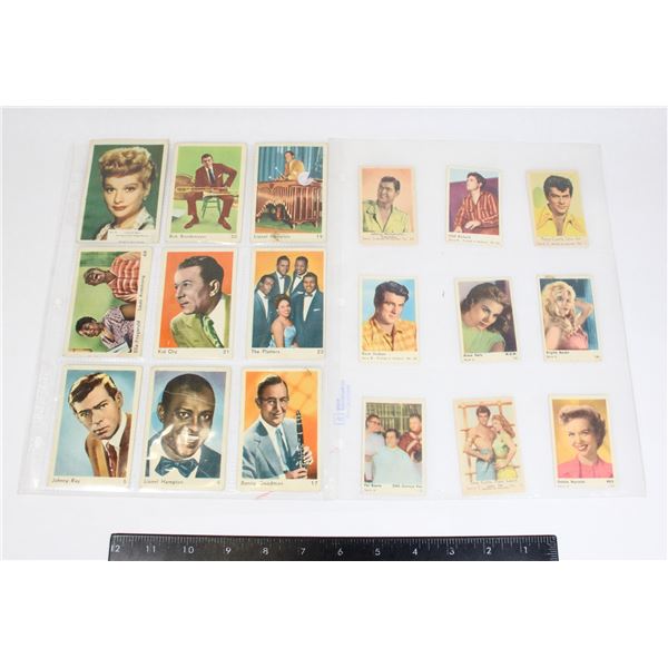 TWO SHEETS OF VINTAGE COLLECTOR CARDS MUSICIANS