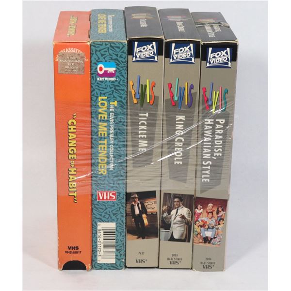 FIVE ELVIS VHS MOVIES INCLUDING CHANGE OF HABIT,