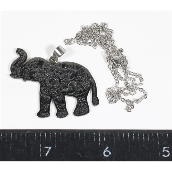 NEW SILVER TONE STAINLESS STEEL MANDALA ELEPHANT