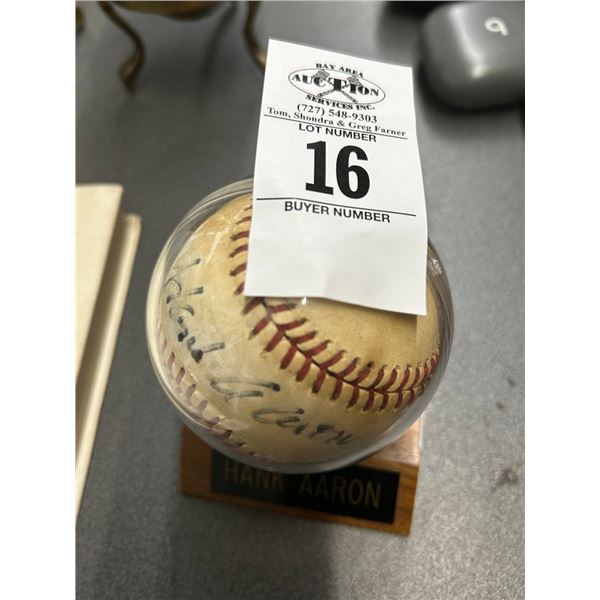 Hank Aaron Autographed Baseball w/Showcase