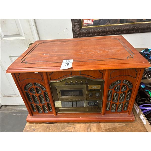 Vintage Style Cherry Cabinet Stereo Tape Player Turntable