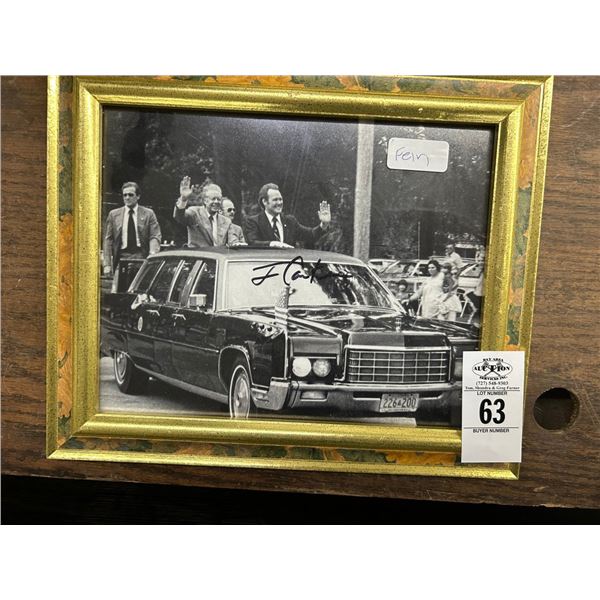 Jimmy Carter Framed Autographed Photo in Limo