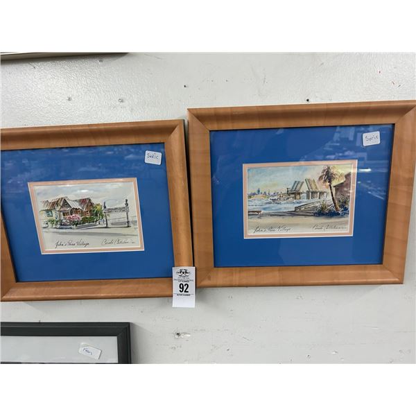 Framed Watercolor Wall Art Johns Pass Village - Signed Callahan - 2
