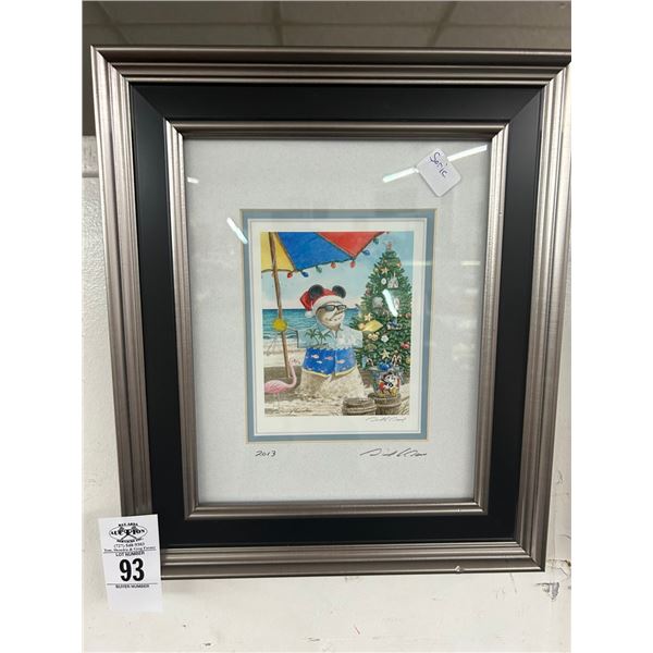Framed Beach Snowman Greeting Card Wall Art - Artist Signed