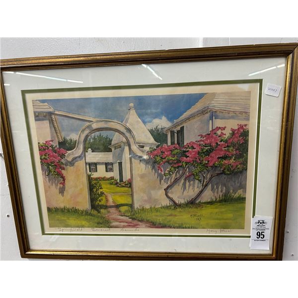 Framed Watercolor Springfield Bermuda - Signed Powell -  18"  X  20"