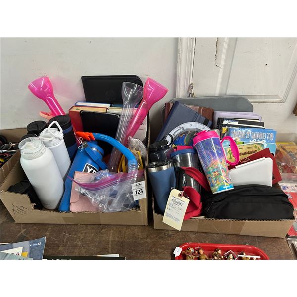 Flats 2 w/Books, Thermoses, Protective Cases, Travel Items