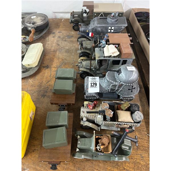 9-Asst. Metal Army Collector Cars - 9 X $