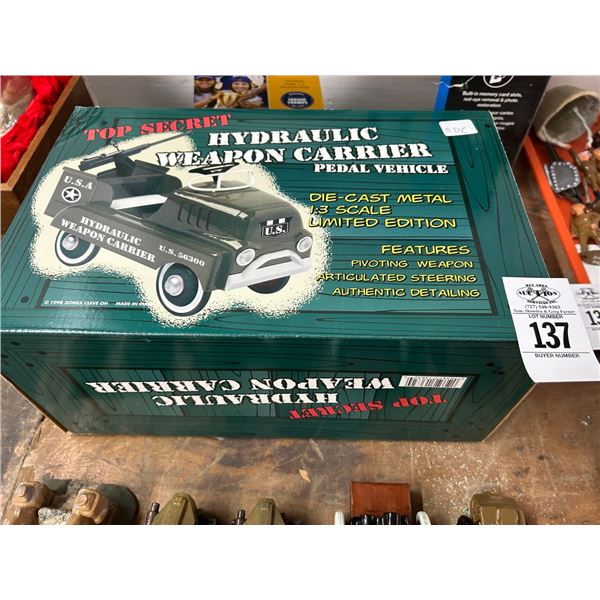 Top Secret Hydraulic Weapon Carrier Mini Peddle Vehicle in Box