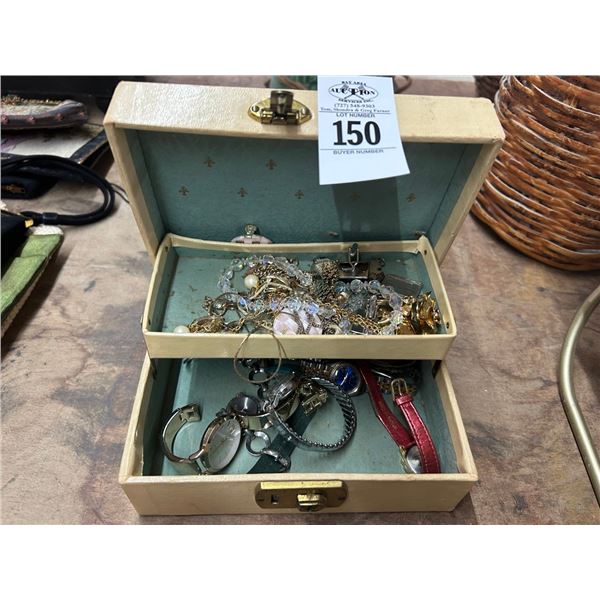 Staffoshire Pitcher/Urn, Box w/Fashion Jewelry Watches