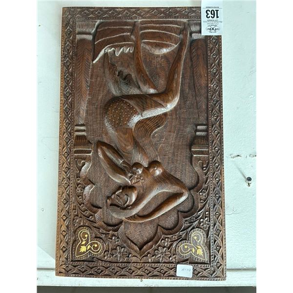 Wood Carved Nude Wall Art of Woman - 10"  X  20"
