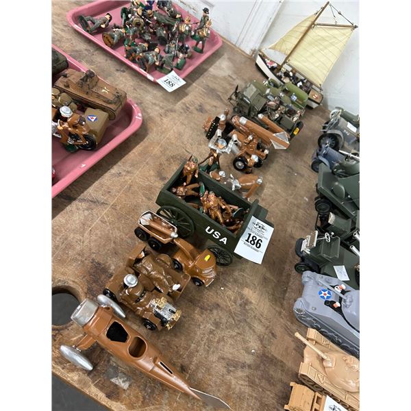 Asst. Vintage Metal Toy Soldiers/Trucks/Planes/Boat