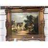 Image 1 : Ornately Framed Oil On Canvas Street Scene - Artist Signed - Slight Damage