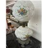 Image 3 : Vintage Cast Base Floral Electified Hurricane Lamp