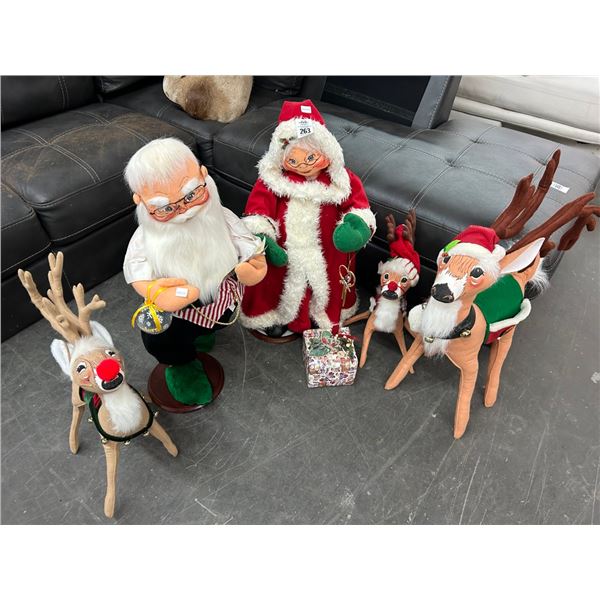 Plush Figural   Mr.  &  Mrs.  Claus, Reindeer/Others