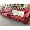 Image 1 : Red Leather Sofa/Loveseat Set w/Chrome Legs