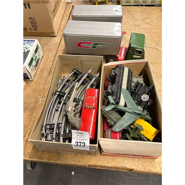 Old Tin Litho, Metal Toys, Lionel Train Tracks, Freightway Trucks/Trailers