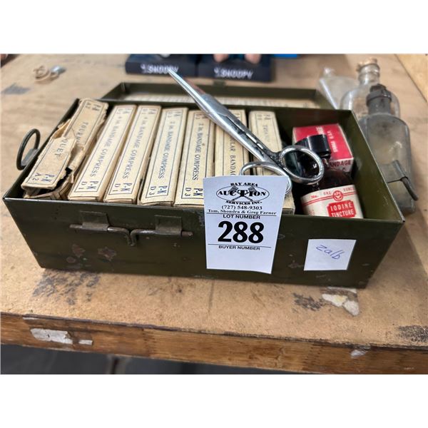 Vintage First Aid Kit, Old Glass Bottles