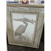 Image 1 : Large Framed Textured Heron Wall Art - 30"  X  36"