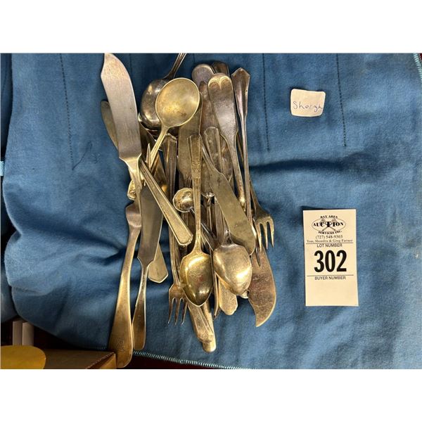 Asst. Silverplate Utensils In Storage Cloth
