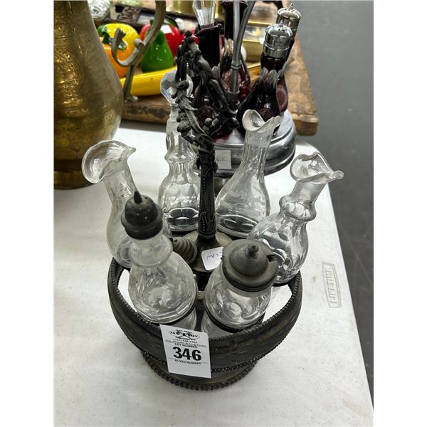 Cut to Clear, Glass w/Silverplate Oil/Shakers Sets - 2