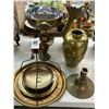 Image 1 : Brass Vase, Candlestand, Pitcher, Footed Bowl, Serving Trays