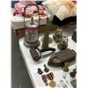 Image 3 : Cast/Brass Candlestands, Cat Ashtray, Metals, Flint Lighters, Lantern, More