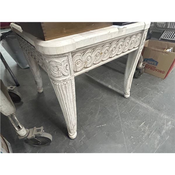 Faux Marble Ornate End Table