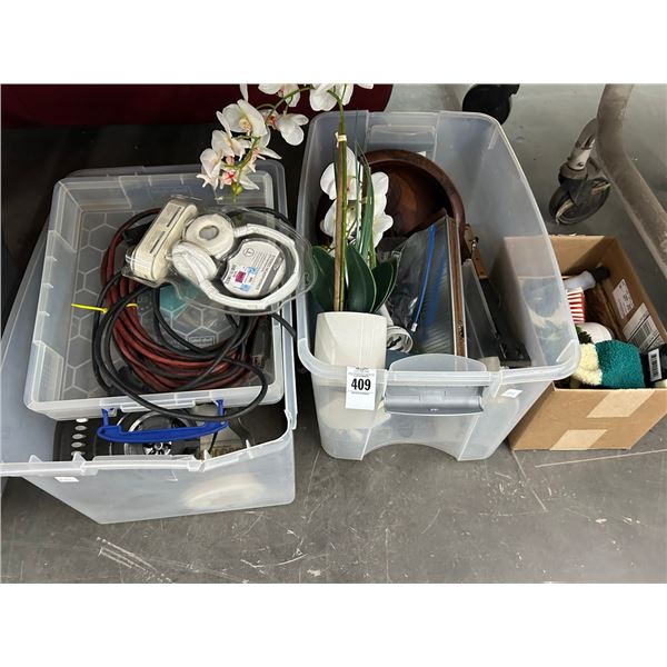 Tubs 3 w/Blender, Silk Plant, Headphones, Asst. Home Goods