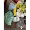 Image 2 : Art Glass Sea Shell Bowls, Silk Plants, Vases