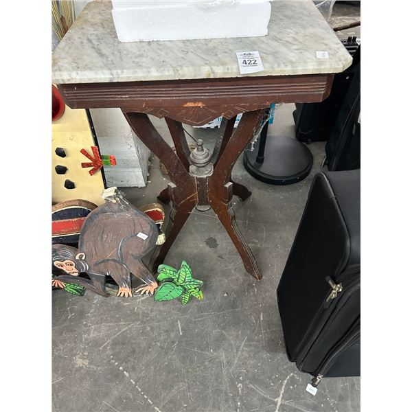 Mission Style Mahogany Marble Top Side Table