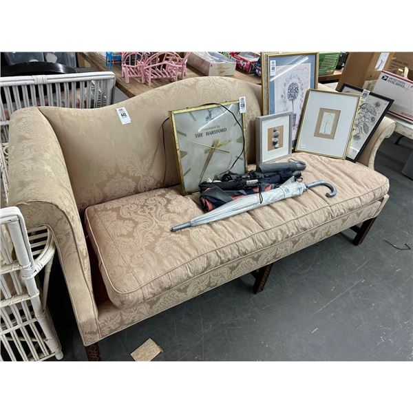 Antique Mahogany Footed Cloth Sofa