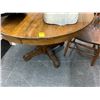 Image 1 : Old Oak Round Pedestal Dining Table w/One Dining Chair