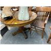 Image 2 : Old Oak Round Pedestal Dining Table w/One Dining Chair