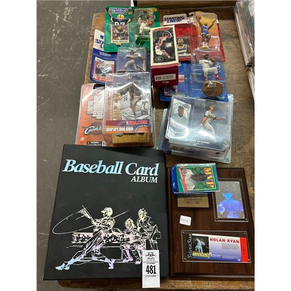 Asst. Starting Line Up Sports Figurines, Baseball Trading Card Album, Nolan Ryan