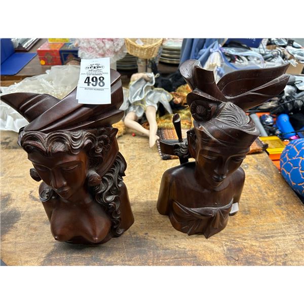 Carved African Woman Busts - 2