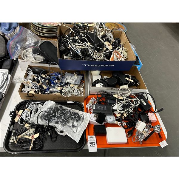 Trays 7 w/Earbuds, Asst. Adapters, Charging Cords