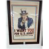 Image 1 : Uncle Sam I Want You For Us Army Framed Recruiting Poster - 24"  X  40"