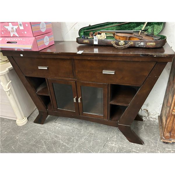 Cherry Contemporary Glass Door Hall Cabinet